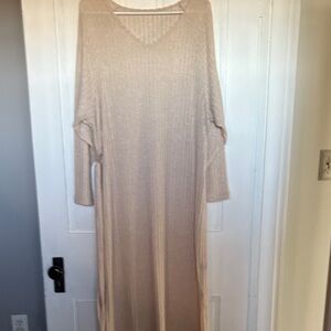 Chic Long Sleeve Beige Dress